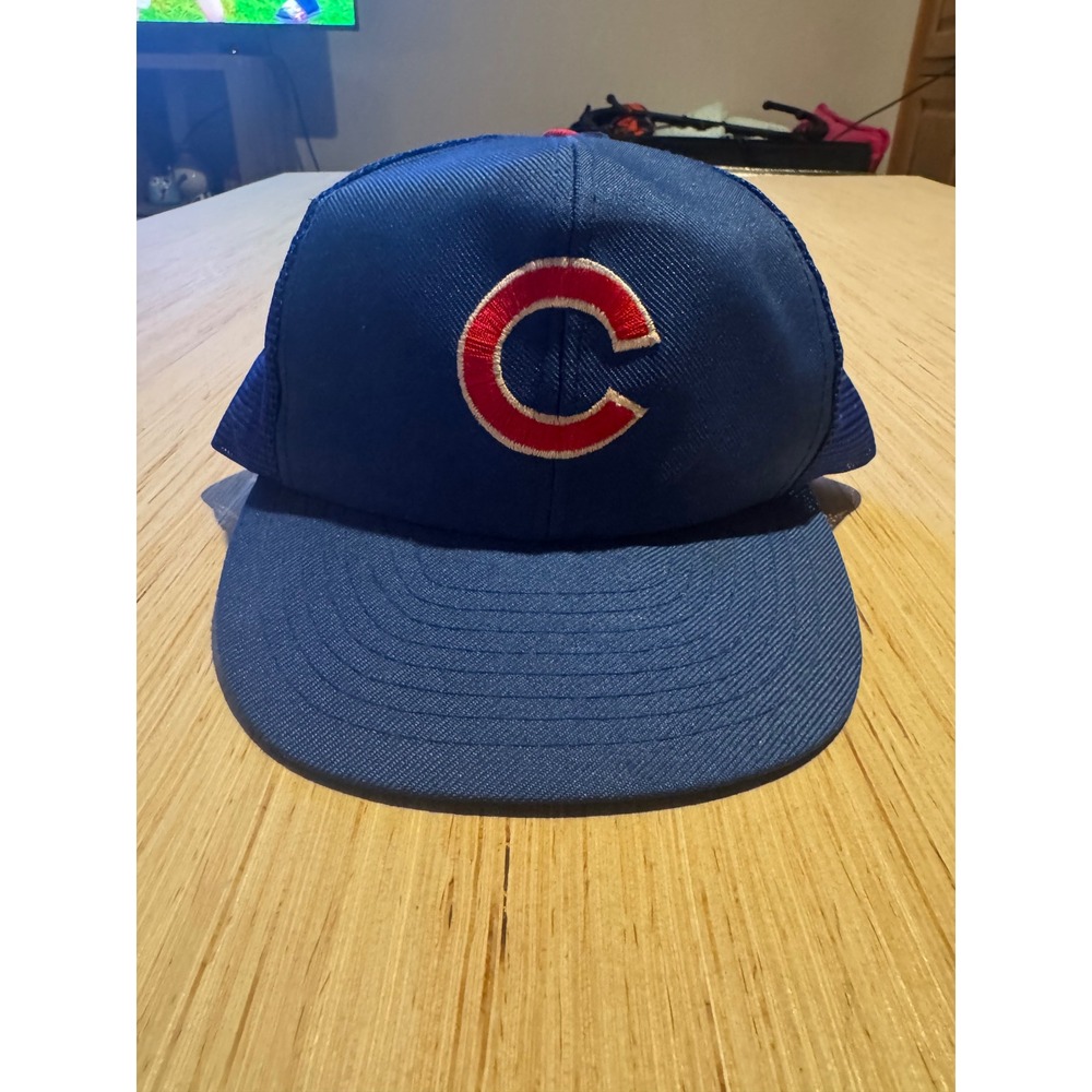 Vintage Chicago Cubs Annco Trucker Hat Blue Mesh Snapback MLB Baseball Cap 46